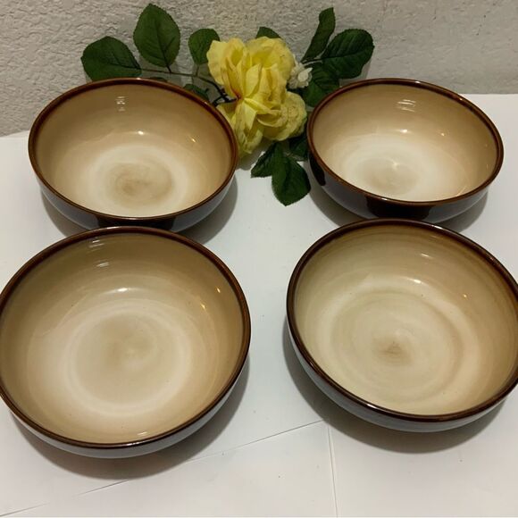 New Sango Nova Brown China #4933 Cereal, Soup, Salad Bowls 6.5" Set Of 4 - Picture 2 of 4
